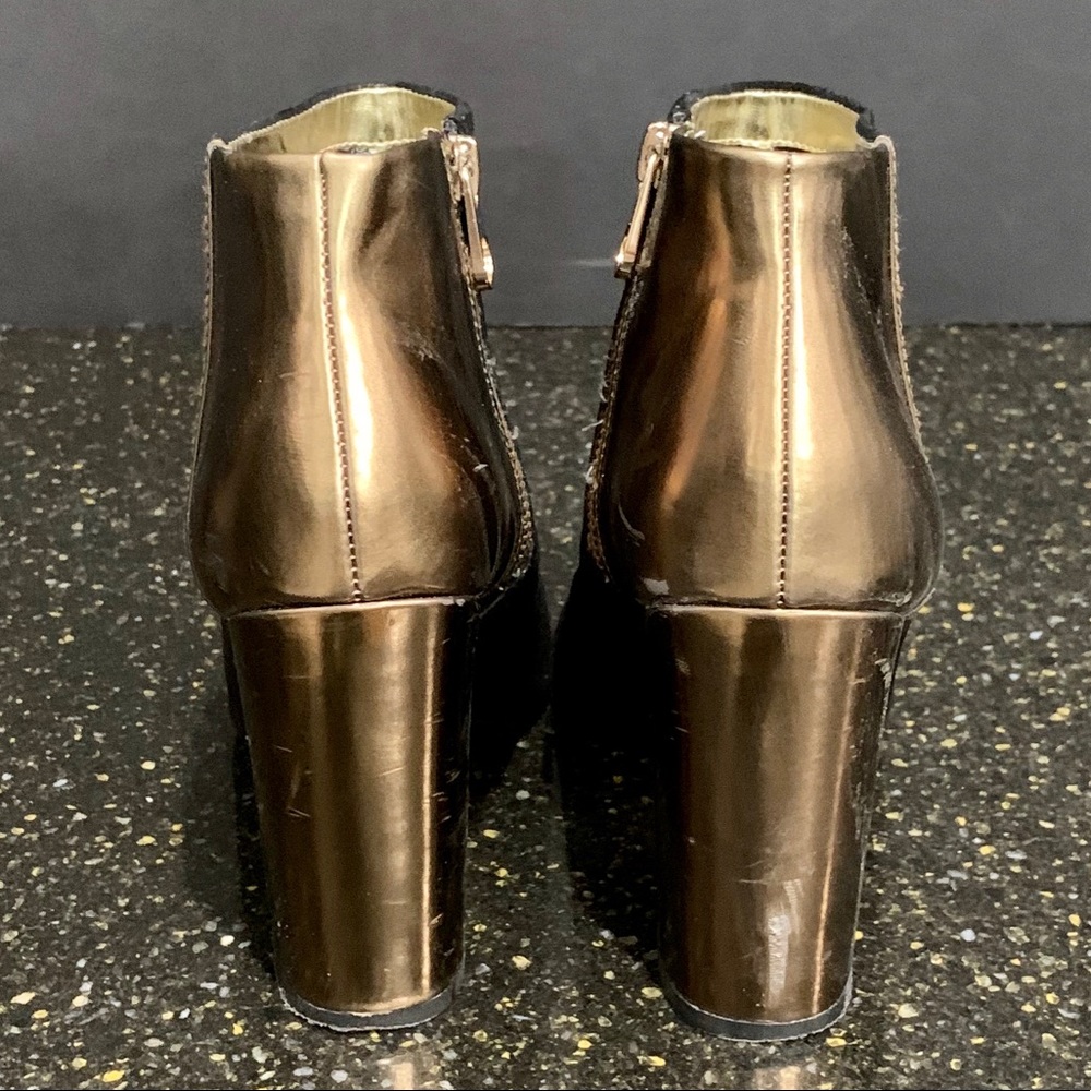 Ted Baker London Gold Foil Block Heeled Ankle Boot - Picture 4 of 13